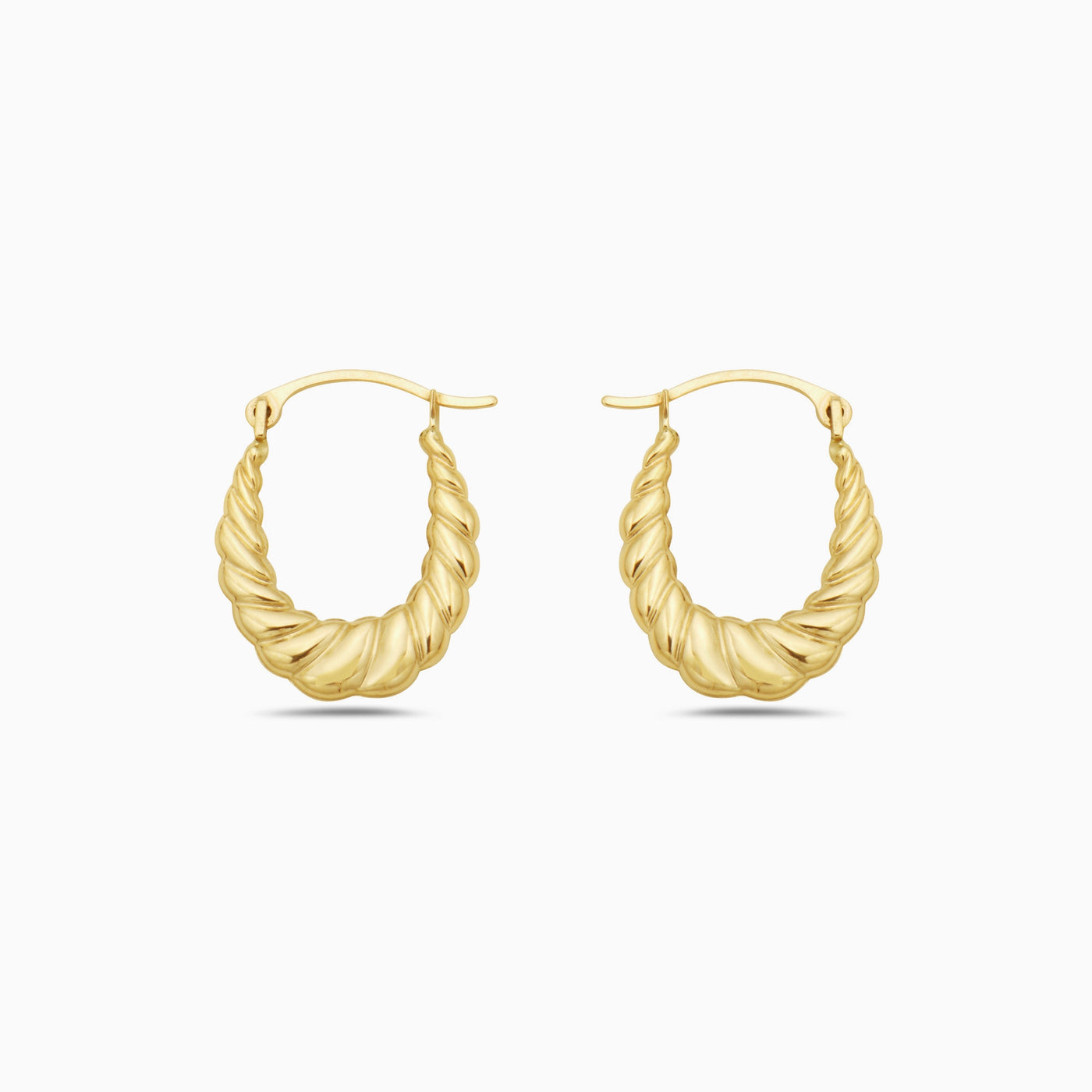 10K Gold Braided Oval Hoop Earrings