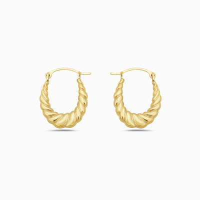 10K Gold Braided Oval Hoop Earrings