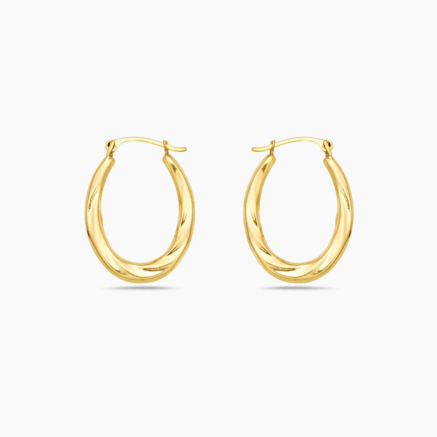 14K Gold Oval Hoop Earrings