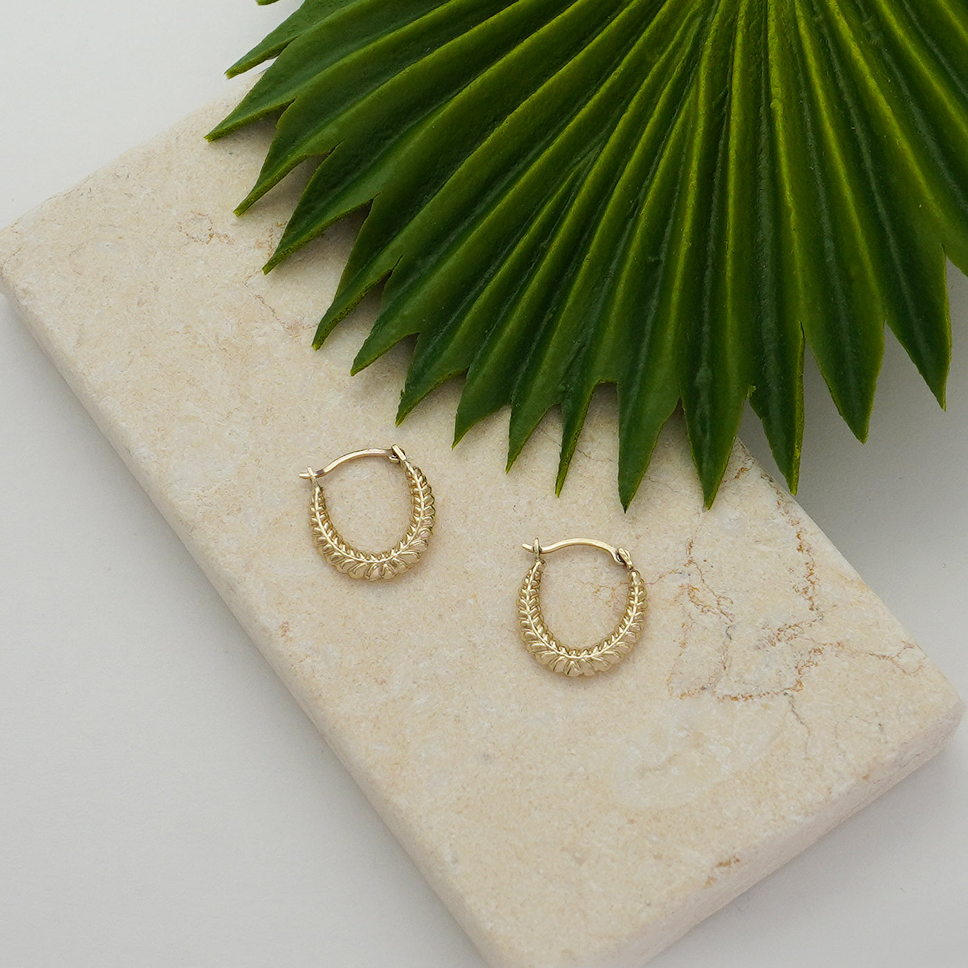 10K Gold Mini Arrow Diamond Cut Huggie Hoop Earrings