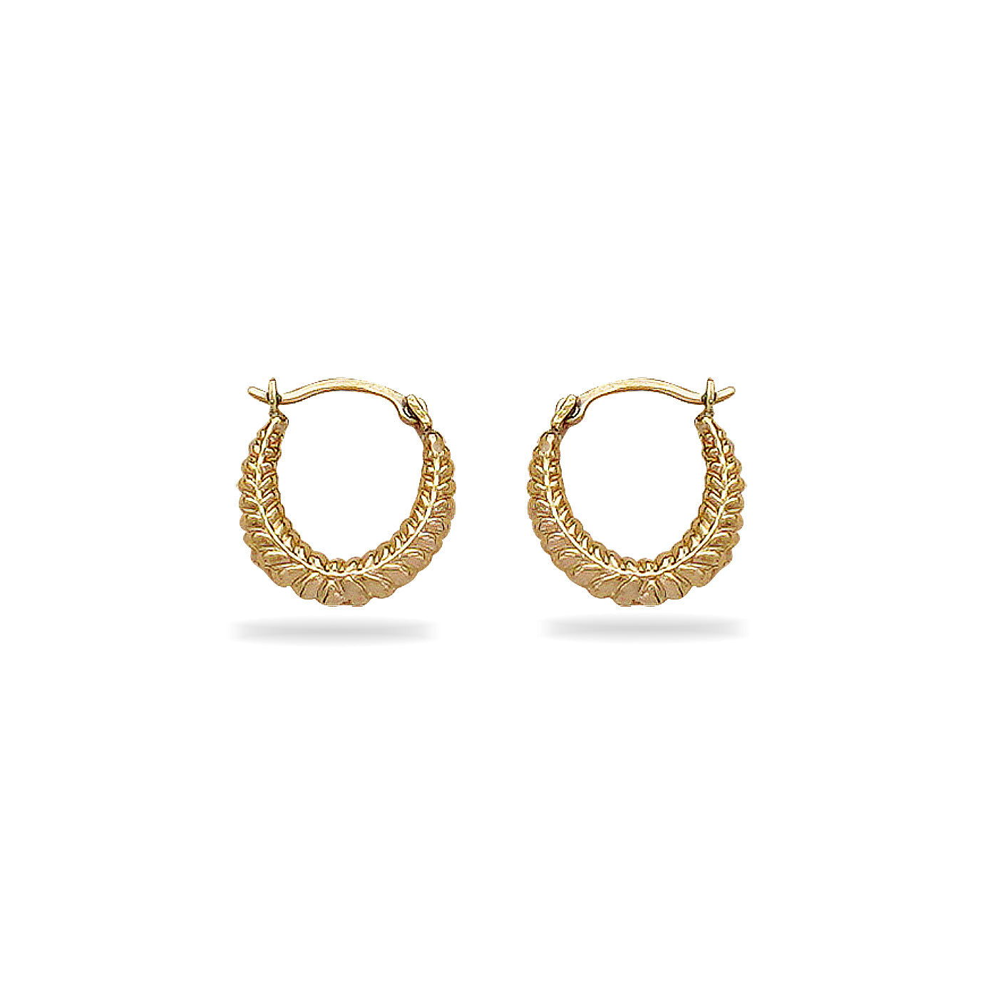 10K Gold Mini Arrow Diamond Cut Huggie Hoop Earrings