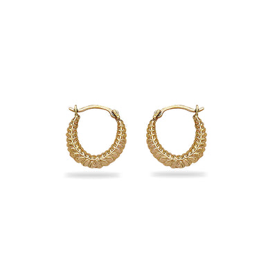 10K Gold Mini Arrow Diamond Cut Huggie Hoop Earrings