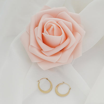 10K Gold High Polish Geometric Round Hoop Earrings