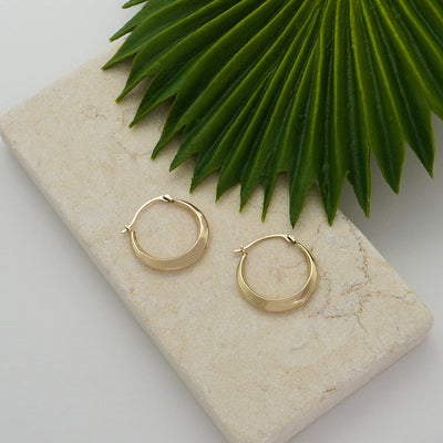 10K Gold High Polish Geometric Round Hoop Earrings