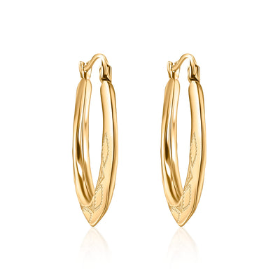 10K Gold Diamond Cut Hexagonal Hoop Earrings