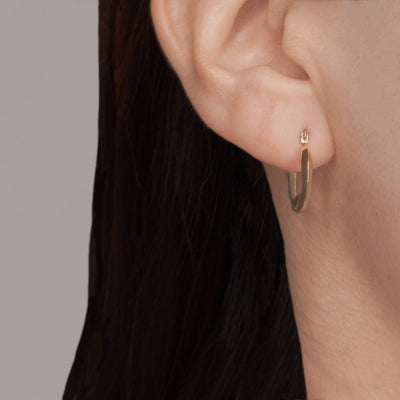 10K Gold High Polish Shiny Sqaured Mini Hoop Earrings