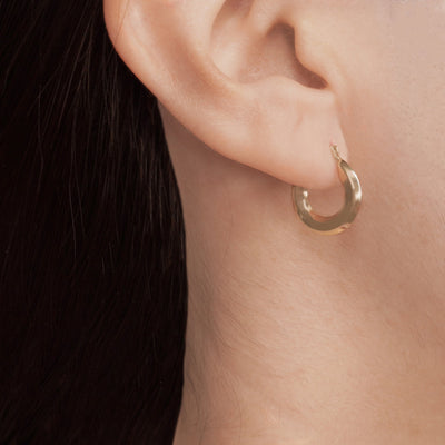 10K Gold High Polish Shiny Sqaured Mini Hoop Earrings