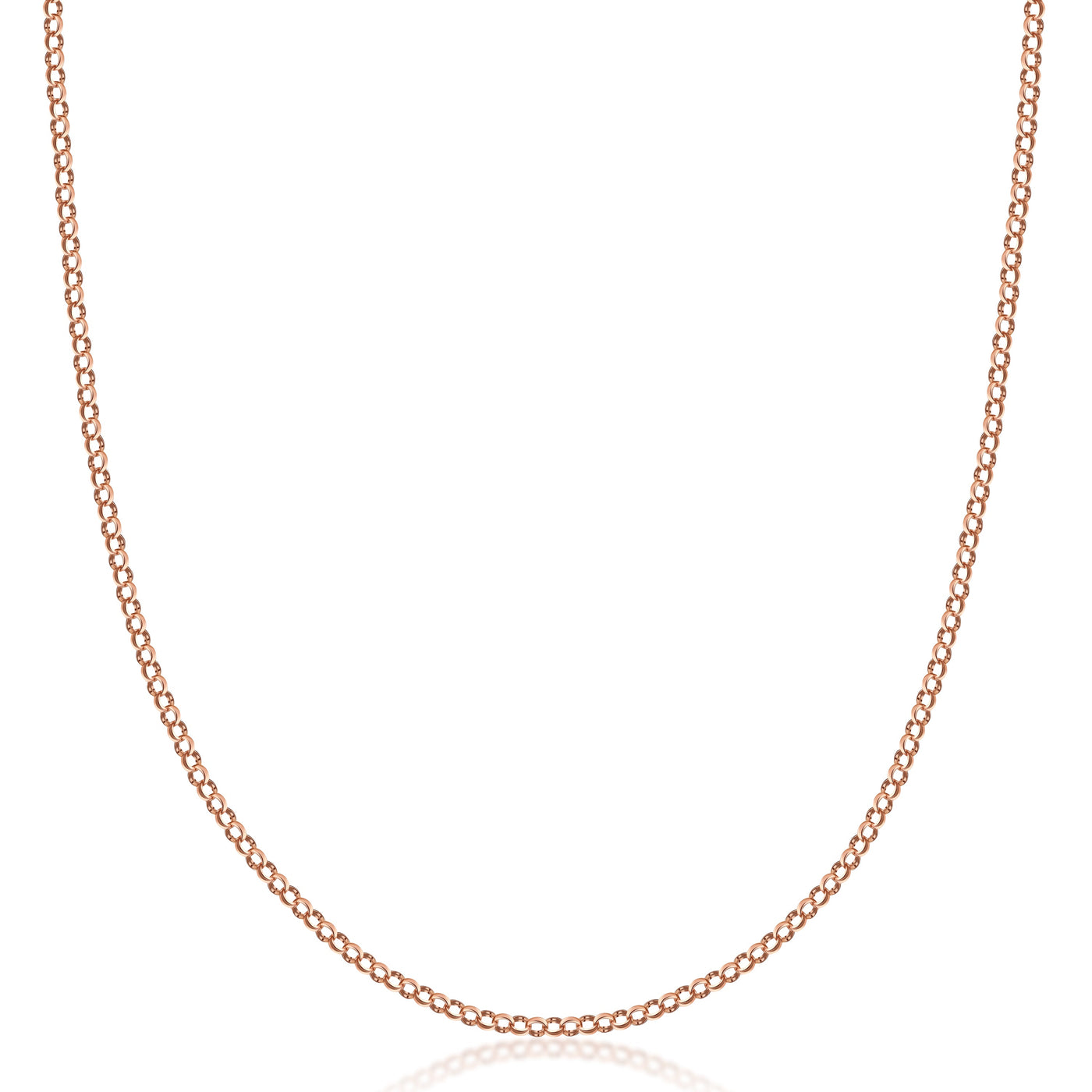 10K Gold 2.0MM Round Rolo Link Chain Necklace