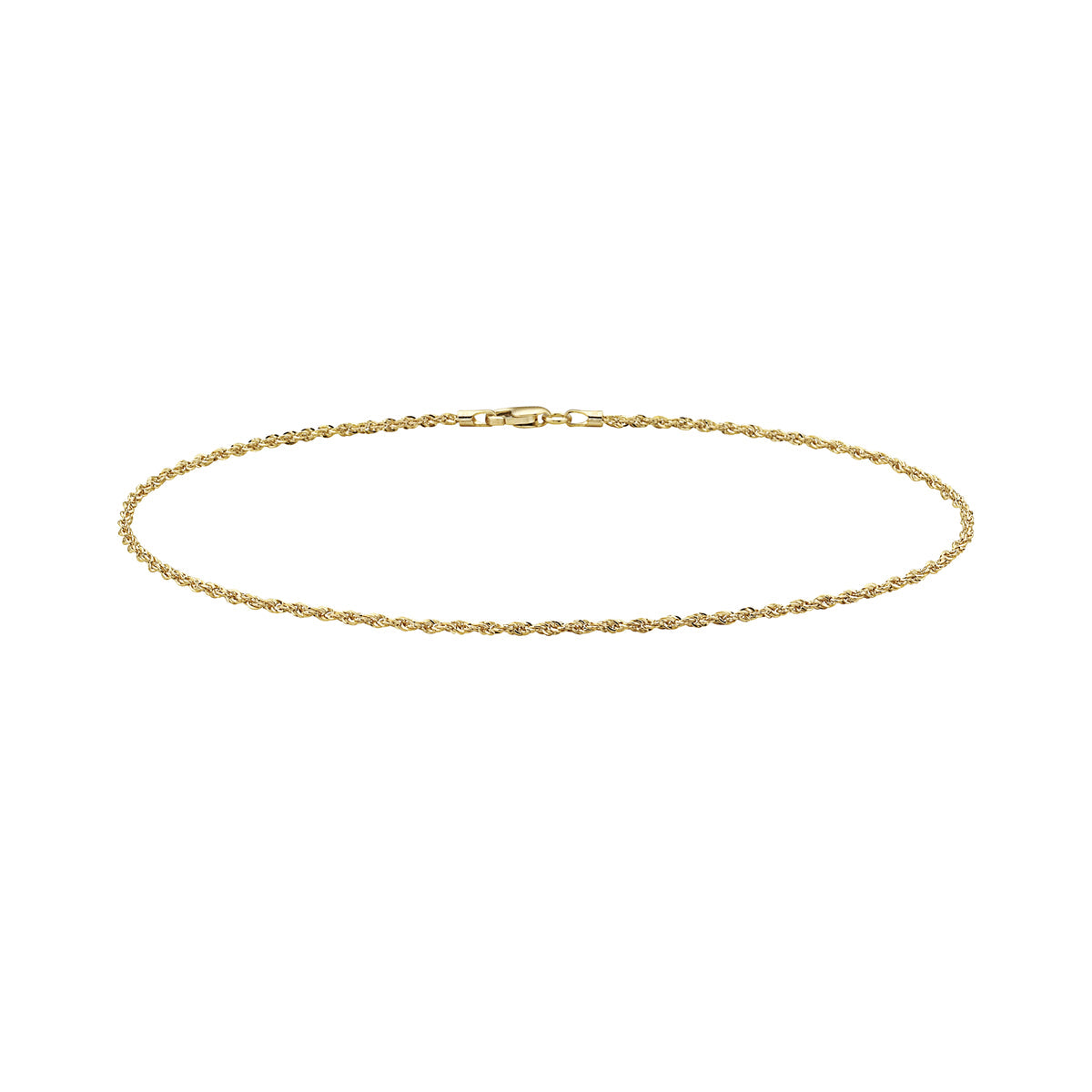 Solid Gold Diamond Cut Rope Chain Anklet