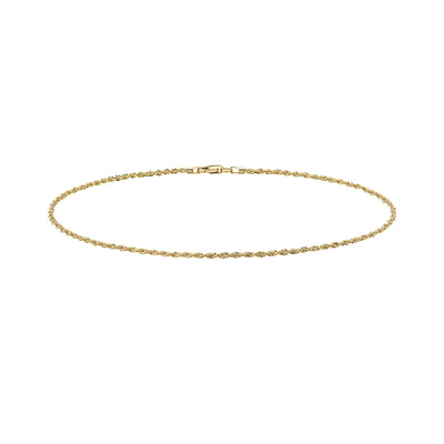 Solid Gold Diamond Cut Rope Chain Anklet