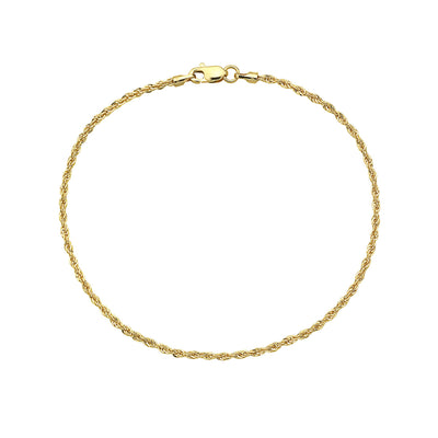 14K Gold Diamond Cut Rope Chain Bracelet