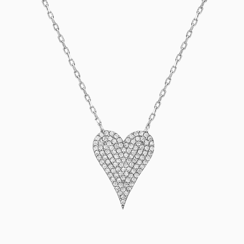 Silver Diamond Heart Necklace