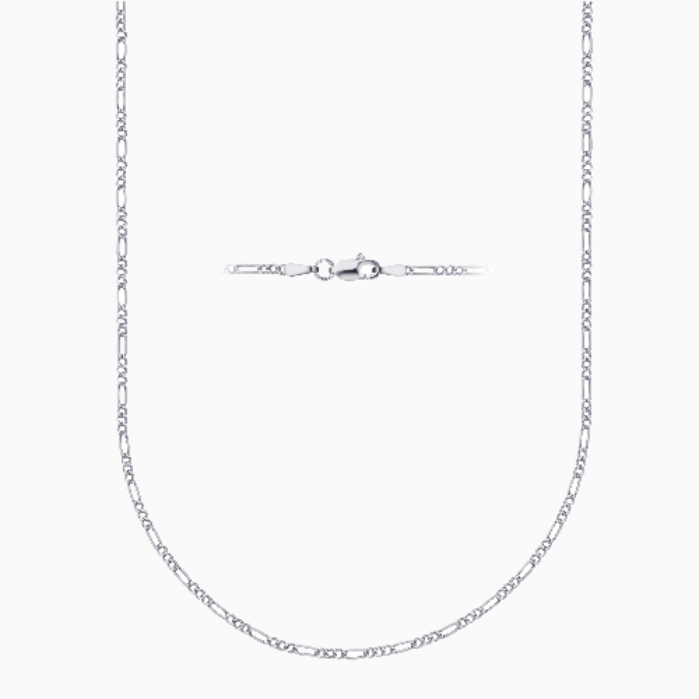 Sterling Silver 2MM Figaro Link Chain Necklace