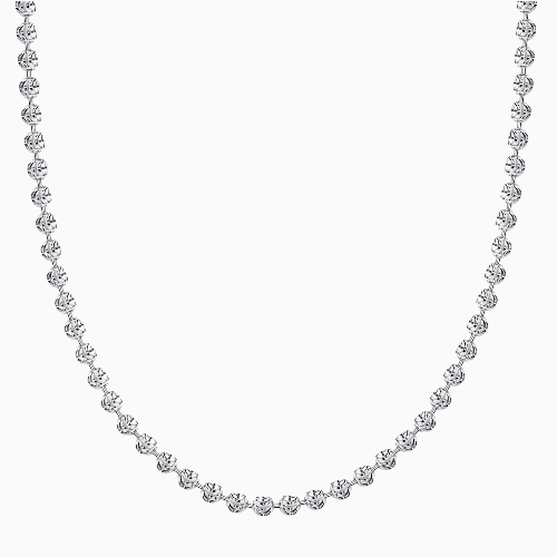 Silver 4MM Moon Cut Bead Chain Necklaces