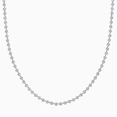 Silver 3MM Moon Cut Bead Chain Necklaces