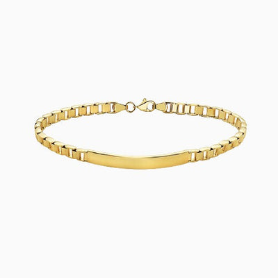 10K Gold Double Box Link Chain ID Bracelet