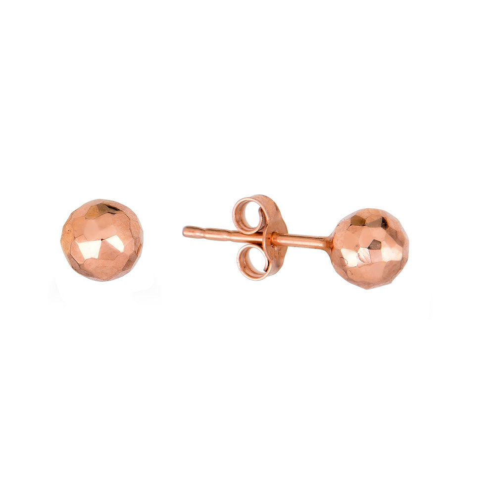 14K GOLD MINI HAMMERED BALL  STUD EARRINGS