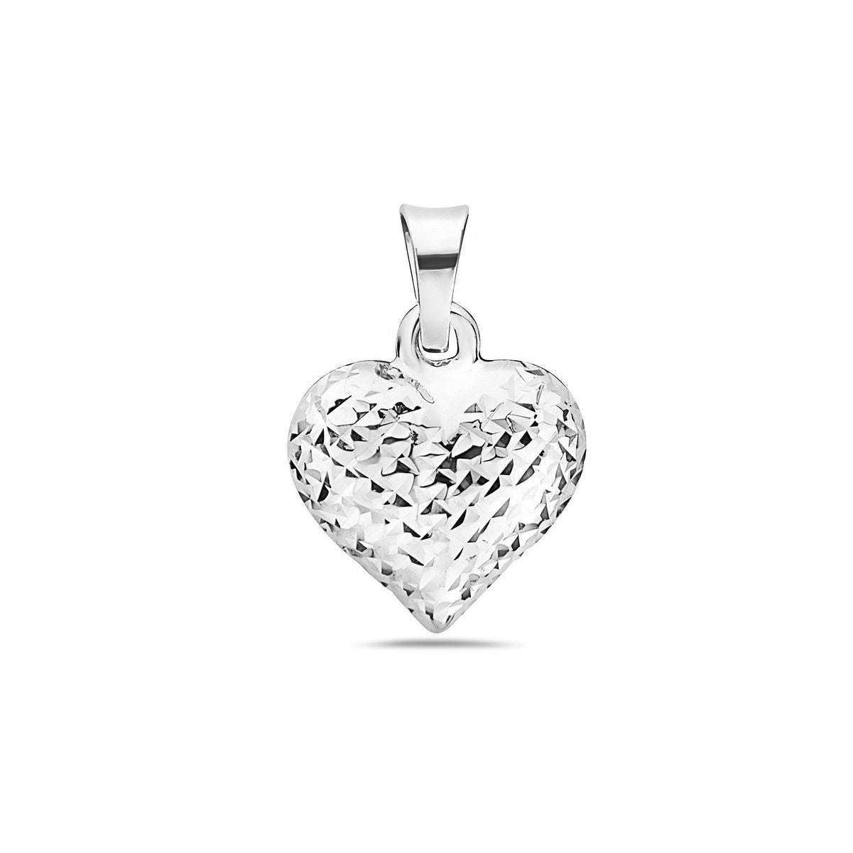 14K Solid Gold Ultra Diamond Cut Heart Charm