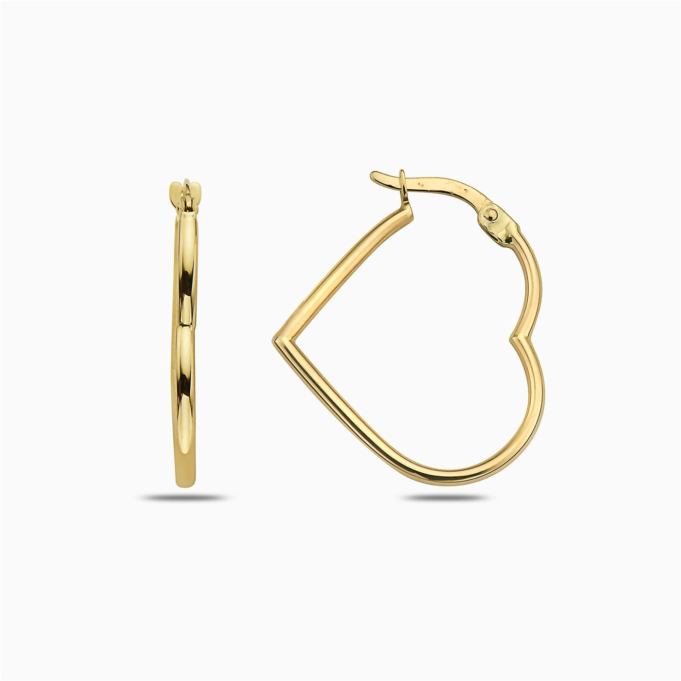 14K GOLD HEART SHAPED HOOPS