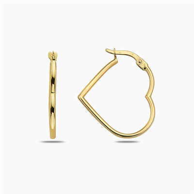 14K GOLD HEART SHAPED HOOPS