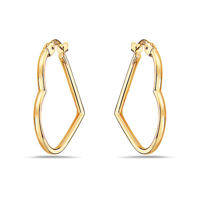 14K GOLD HEART SHAPED HOOPS