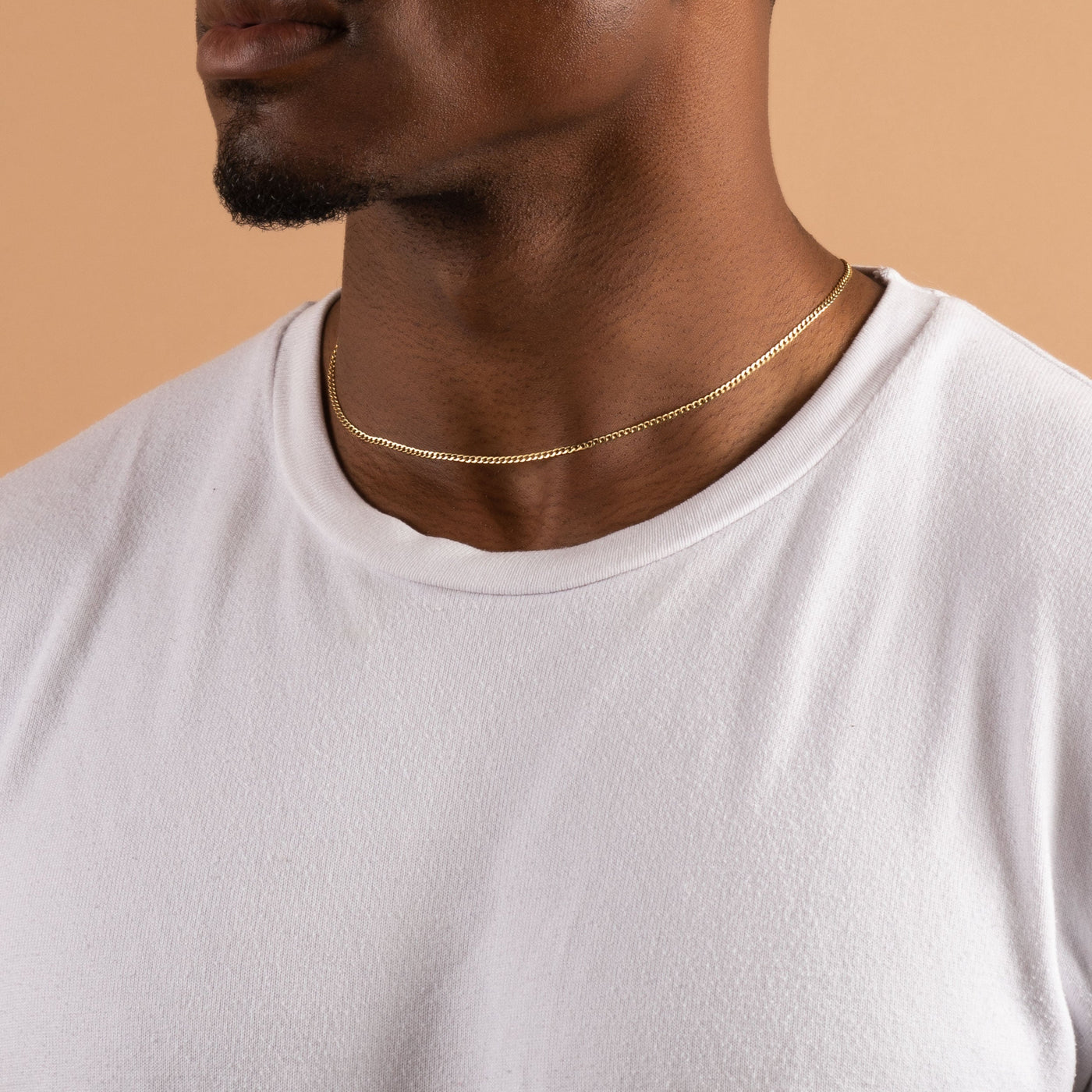 Men's Thin 14K Gold Curb Chain Necklace