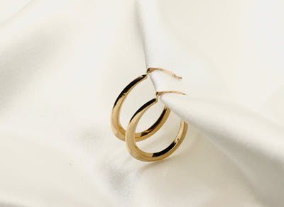 14K Gold Large Oval Hoop Earrings