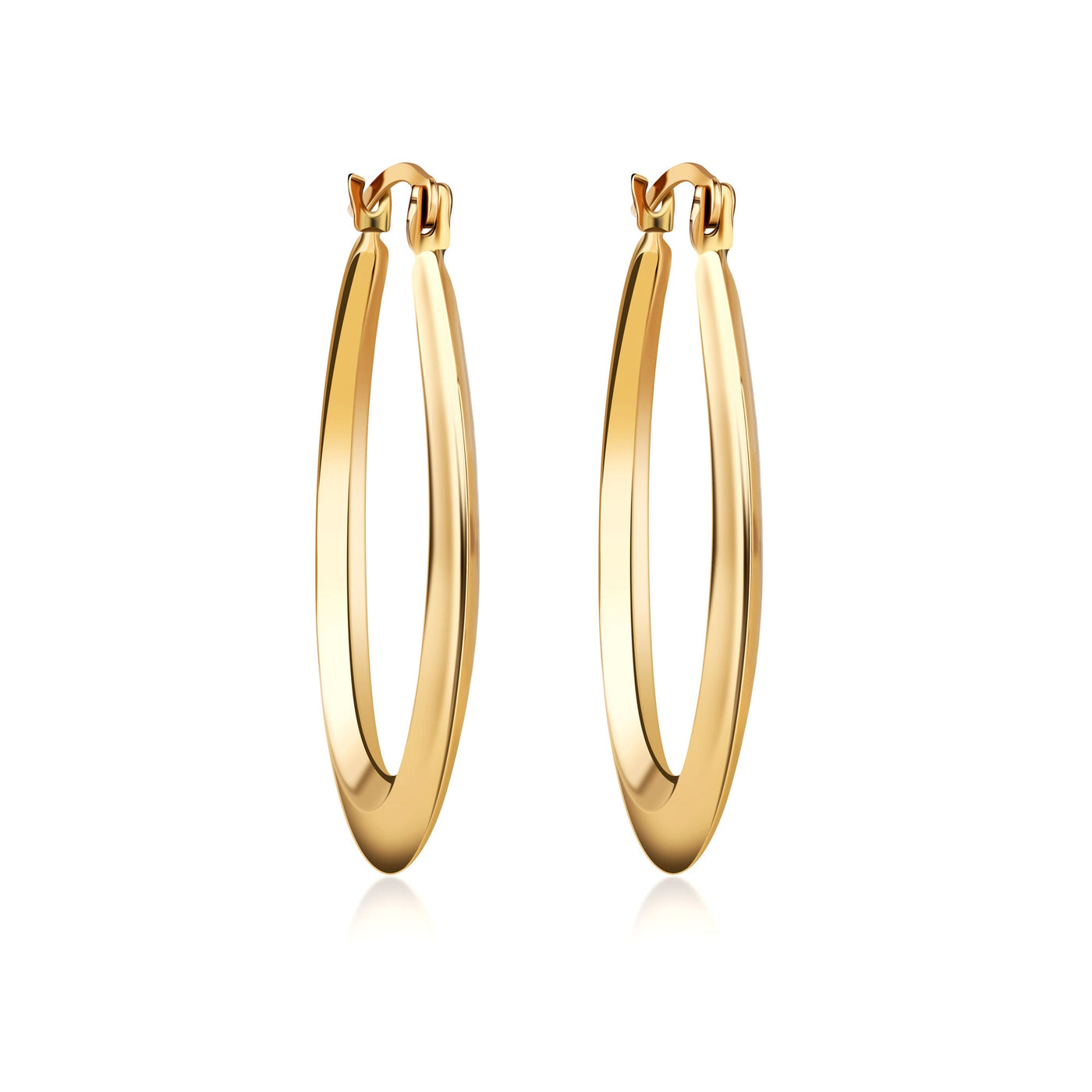 14K Gold Large Oval Hoop Earrings