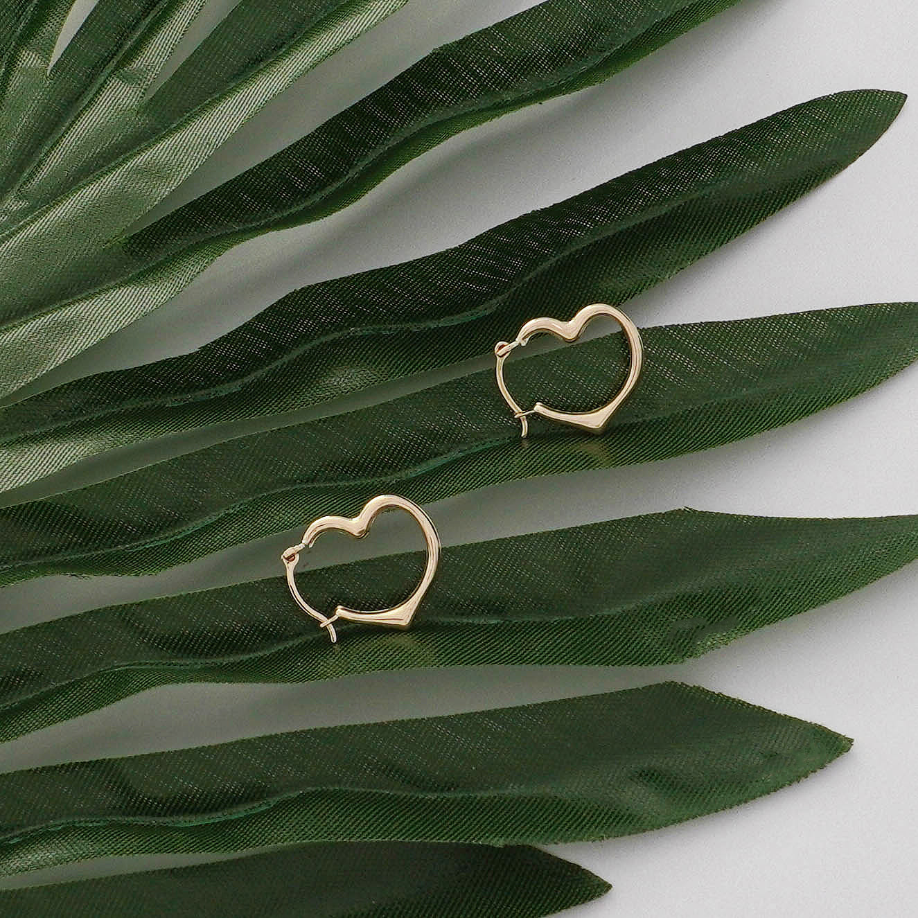 Solid Gold Cutesy Open Heart Hoop Earrings