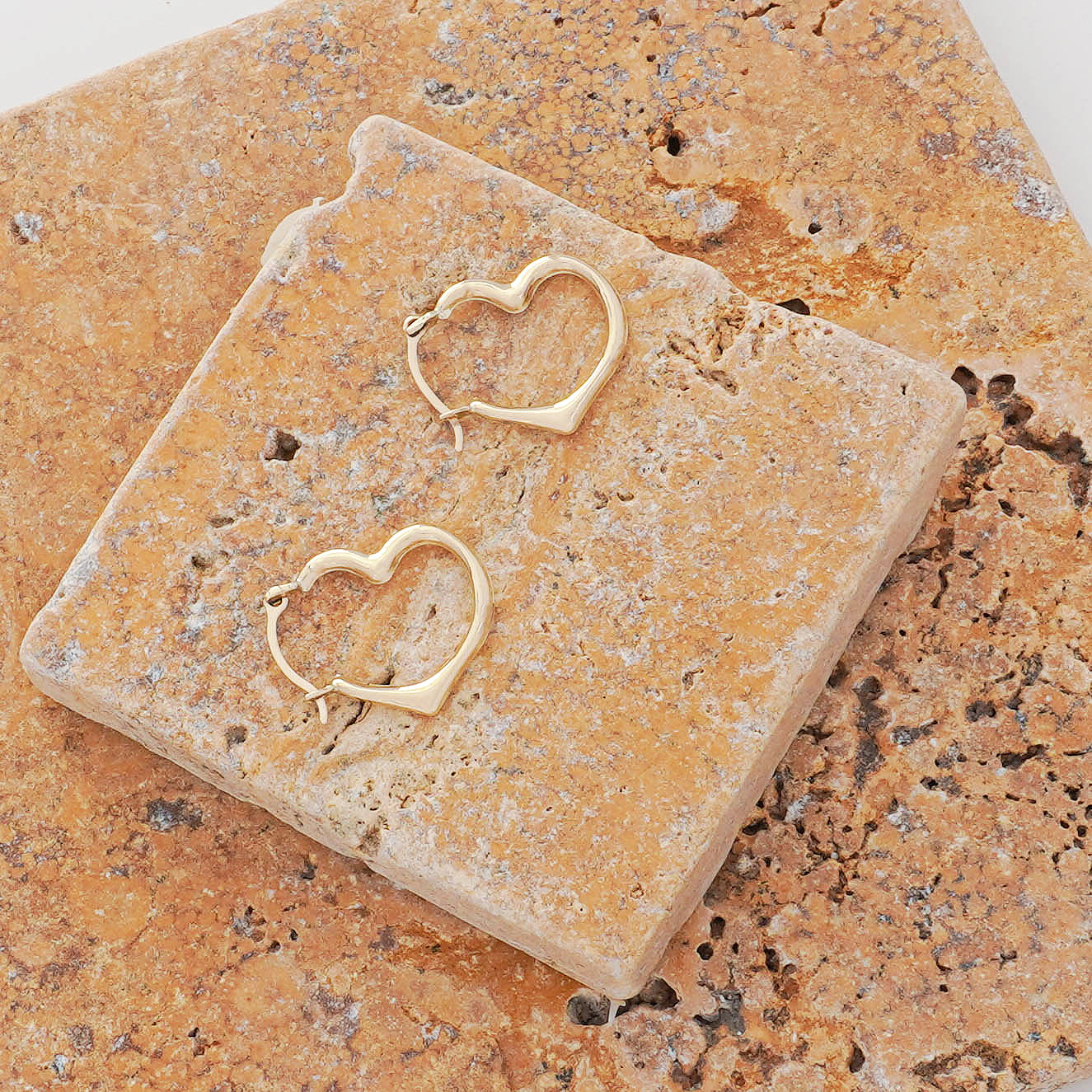 Solid Gold Cutesy Open Heart Hoop Earrings