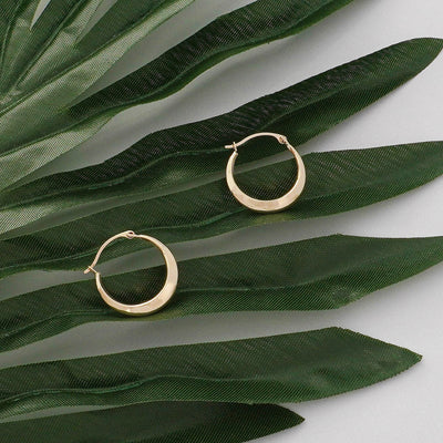 14K Gold Graduated Round Bib Hoop Earrings