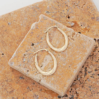 14K Gold Oval Hoop Earrings