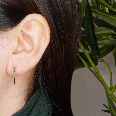 Solid Gold High Polish Hoop Earrings