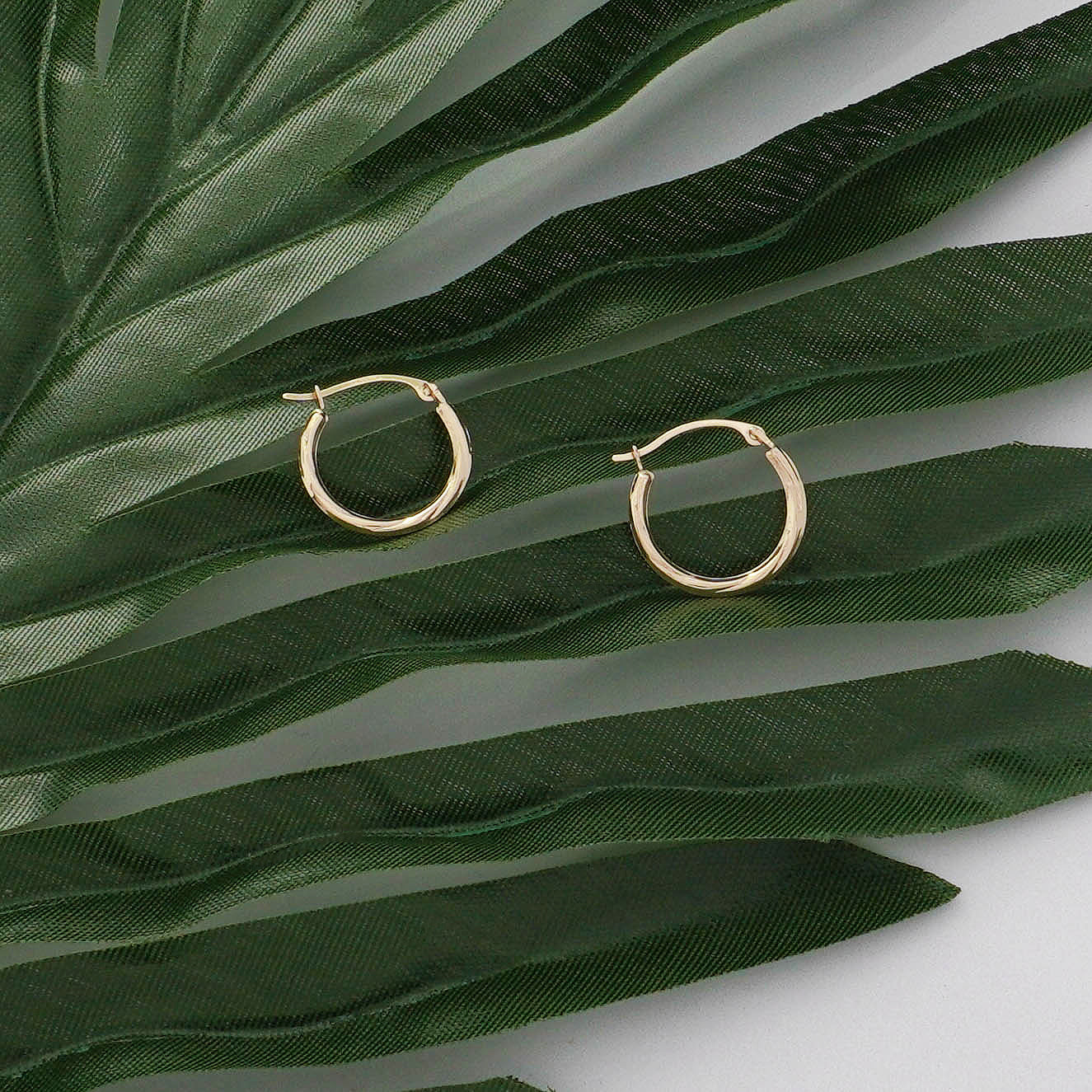 Solid Gold Slash Diamond cut Hoop Earrings