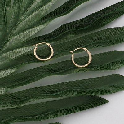 Solid Gold Slash Diamond cut Hoop Earrings