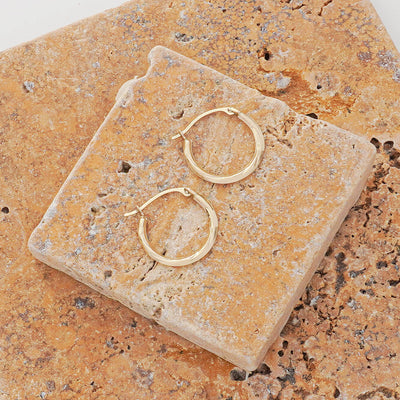 Solid Gold Slash Diamond cut Hoop Earrings