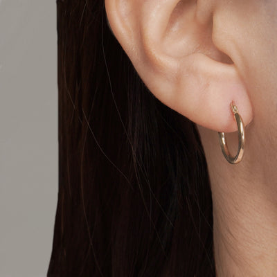 Solid Gold High Polish Thick Round Hoop Earrings