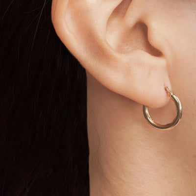 Solid Gold High Polish Thick Round Hoop Earrings