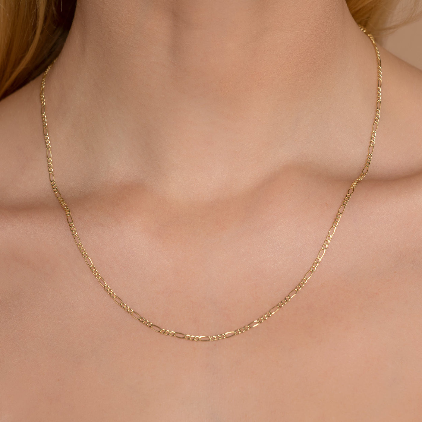 14K Gold Figaro Chain Necklaces