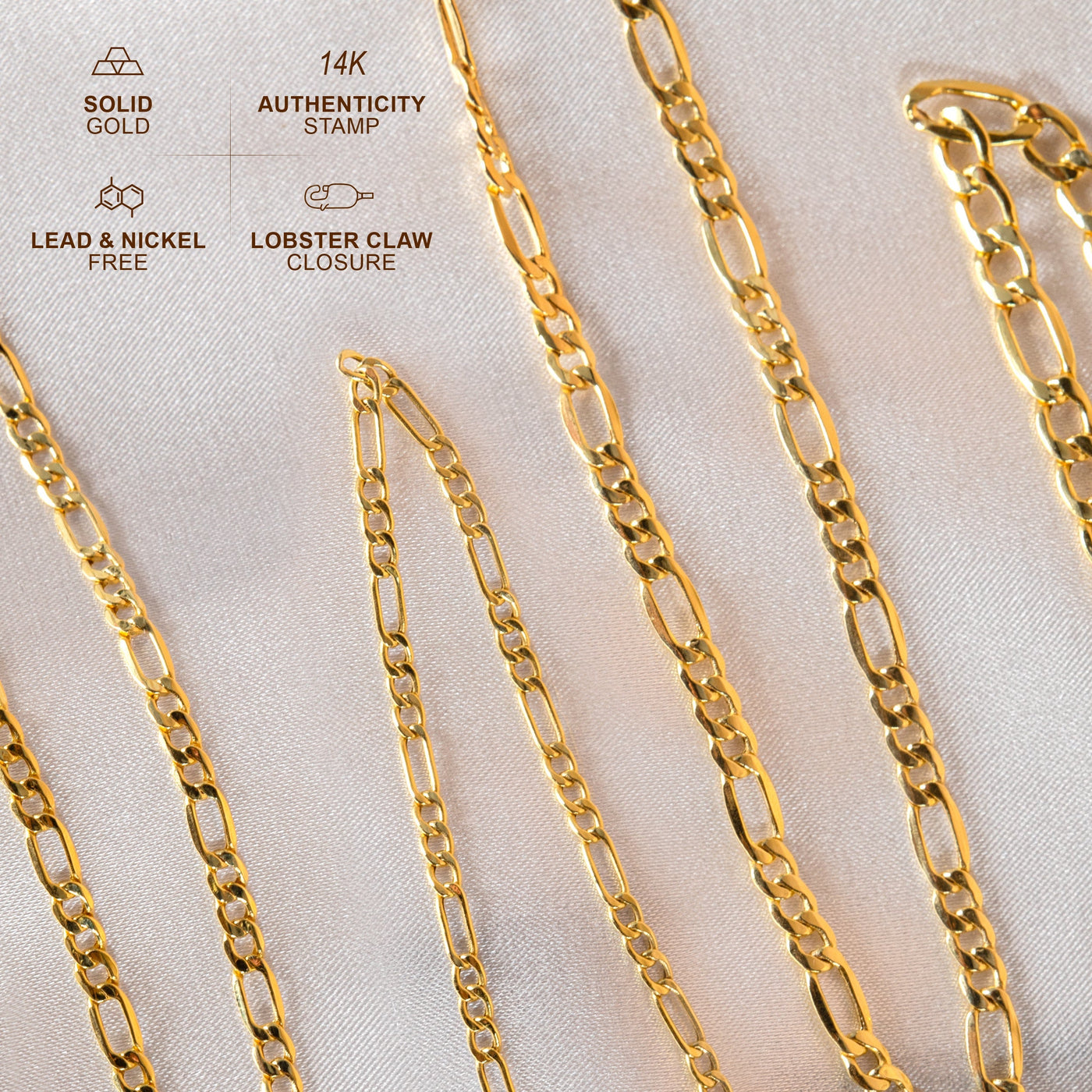 14K Gold Figaro Chain Necklaces for Men