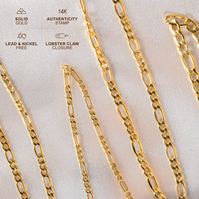 14K Gold Figaro Chain Necklaces