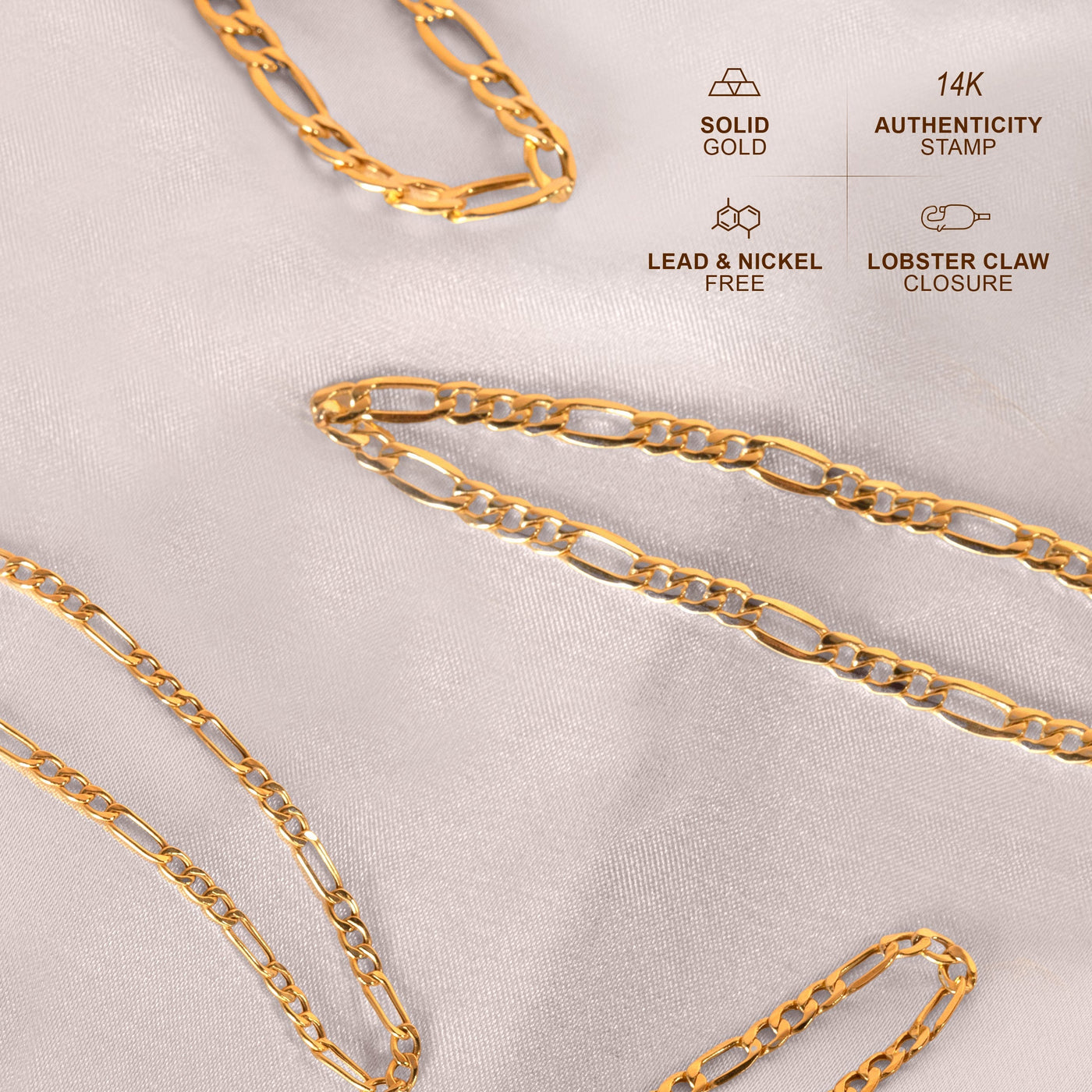 14K Gold Figaro Chain Necklaces for Men