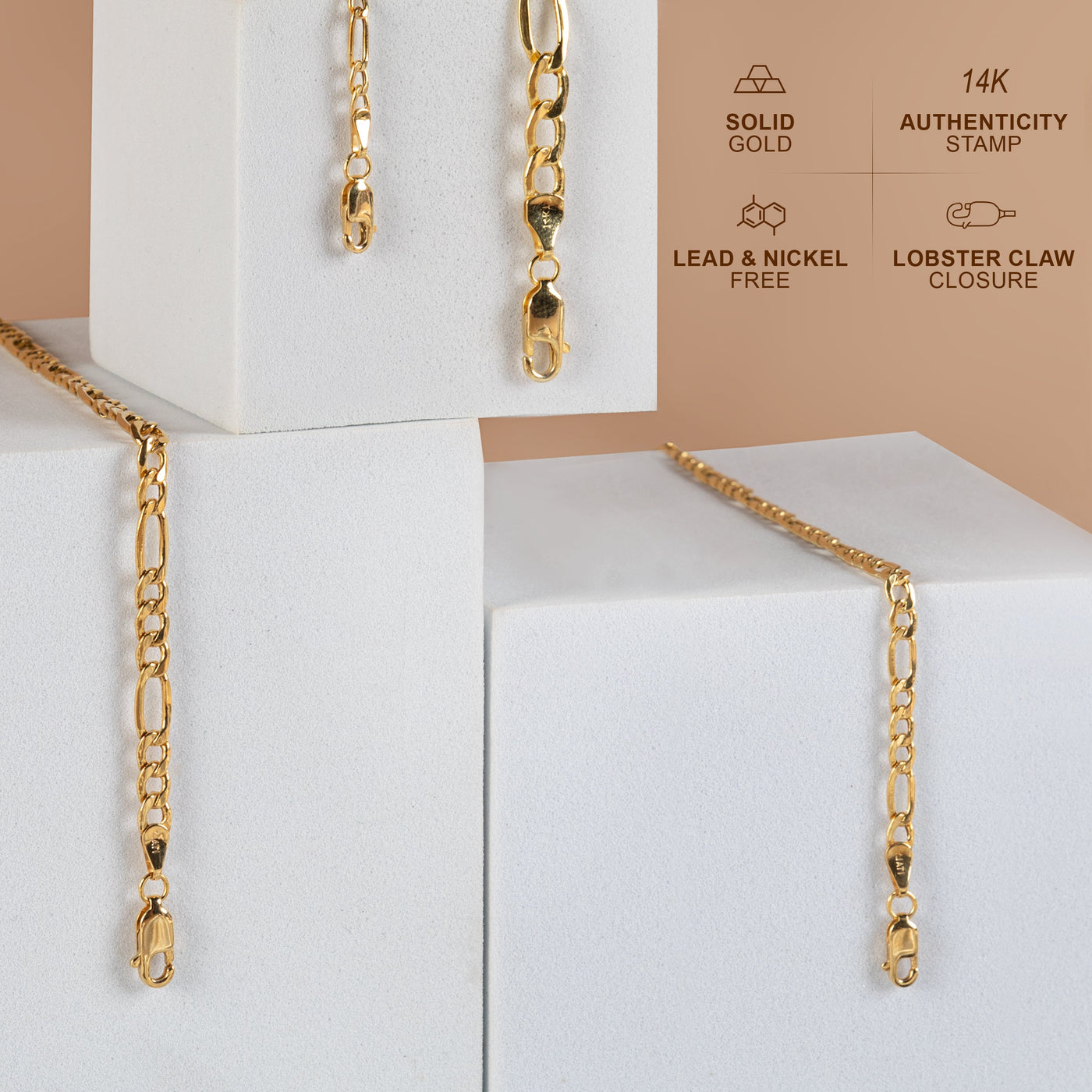 14K Gold Figaro Chain Necklaces