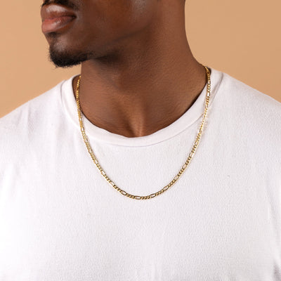 14K Gold Figaro Chain Necklaces for Men