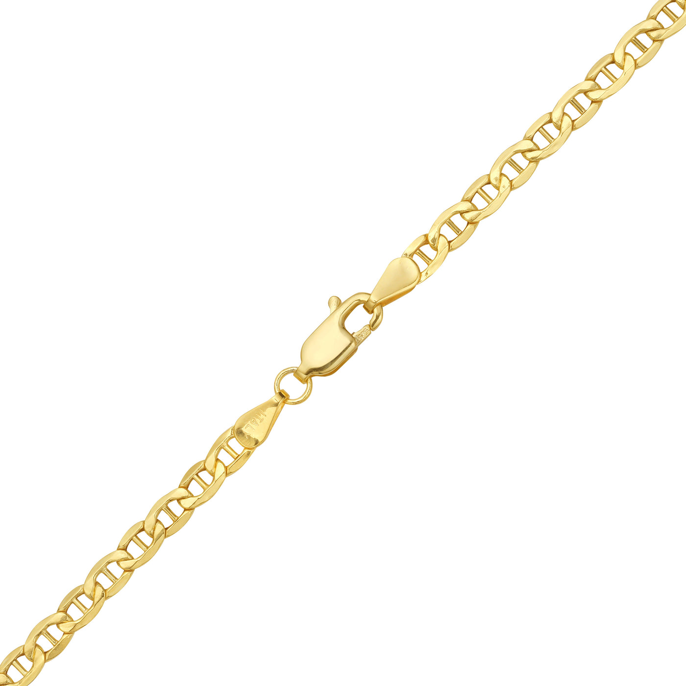 14K gold Flat Mariner Link Chain Necklace