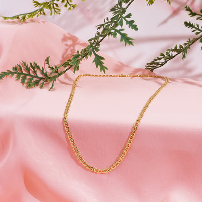 14K gold Flat Mariner Link Chain Necklace