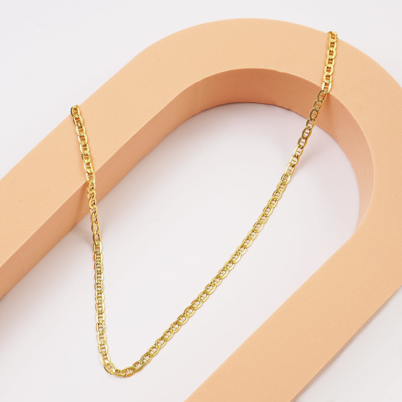 14K gold Flat Mariner Link Chain Necklace