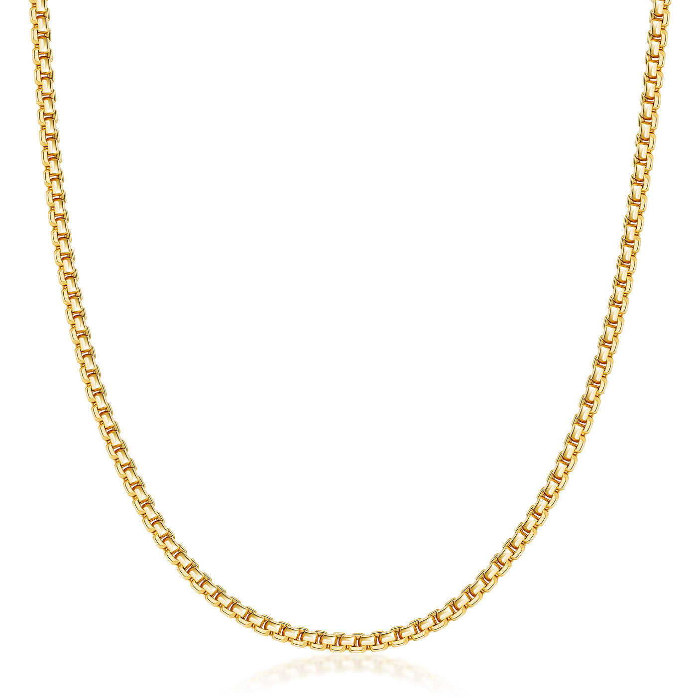 MENS 14K Gold Round Box Chain Necklace