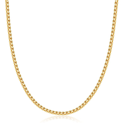 MENS 14K Gold Round Box Chain Necklace