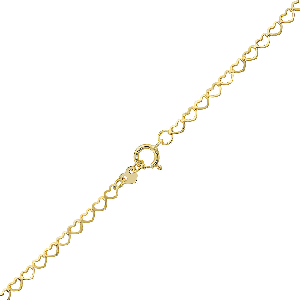 14K Gold Open Heart Link Chain Bracelet